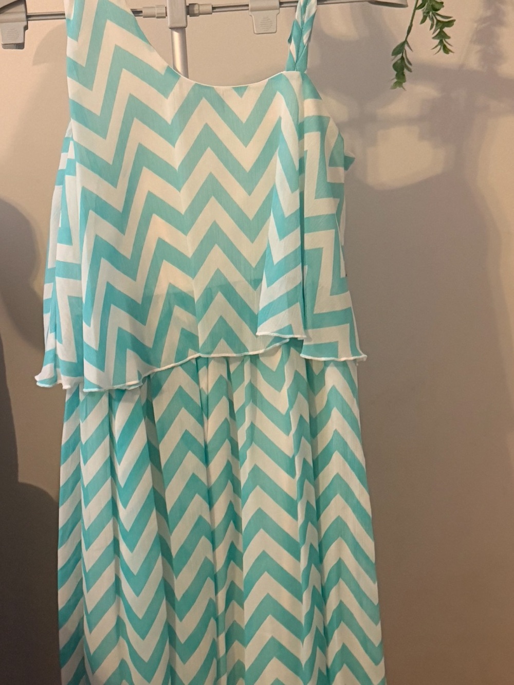 Disorderly Kids Girls Chevron Tiered Sundress in Aqua and White - Picture 12 of 12